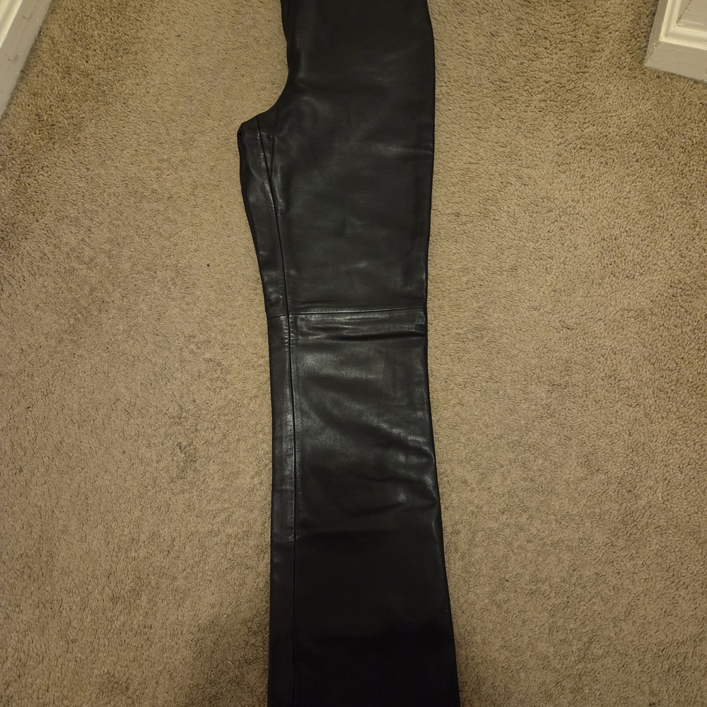 Cache Women's Dark Leather Flare Pants - Picture 8 of 9